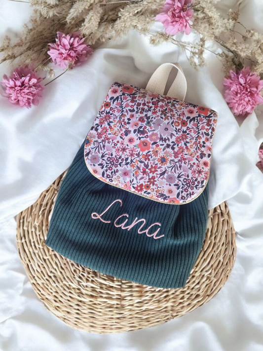 Vert sapin / fleurs aquarelles