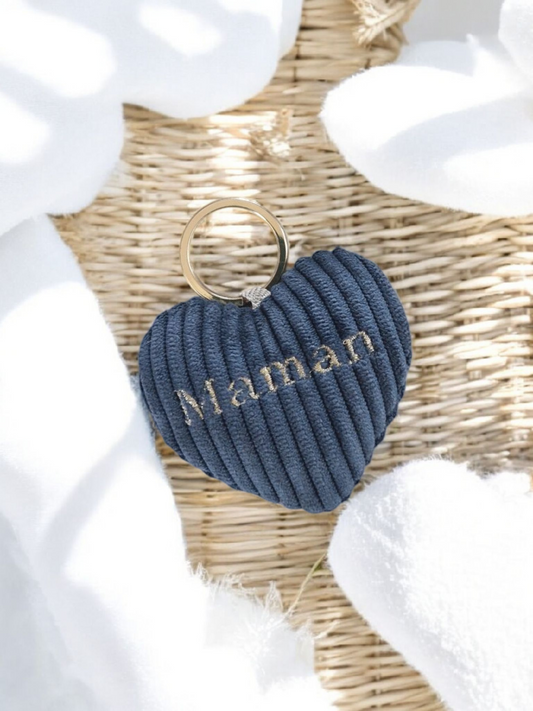 Porte-clés maman bleu marine ♡