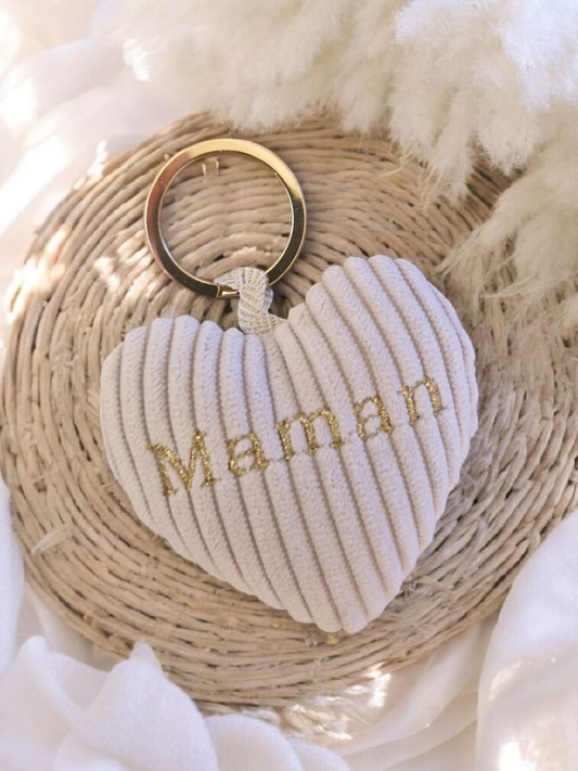 En stock / Porte-clés maman écru ♡