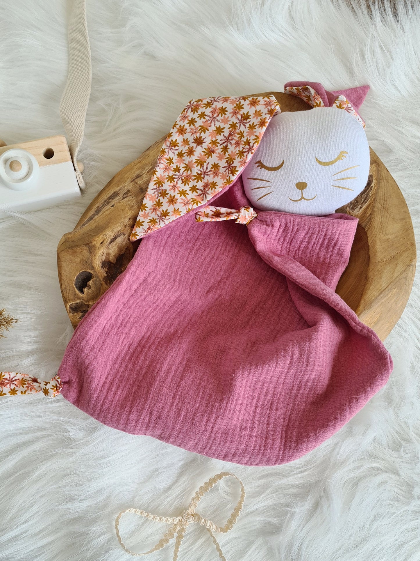 Doudou lange uni et motif  "Layana"